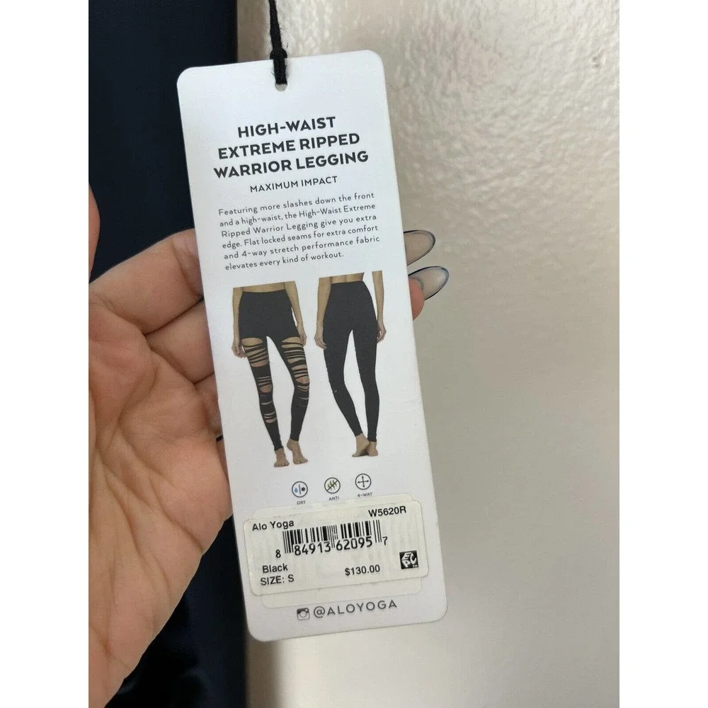 NEW Alo Yoga Black Warrior Legging S High Waist Extreme Ripped Slash Womens